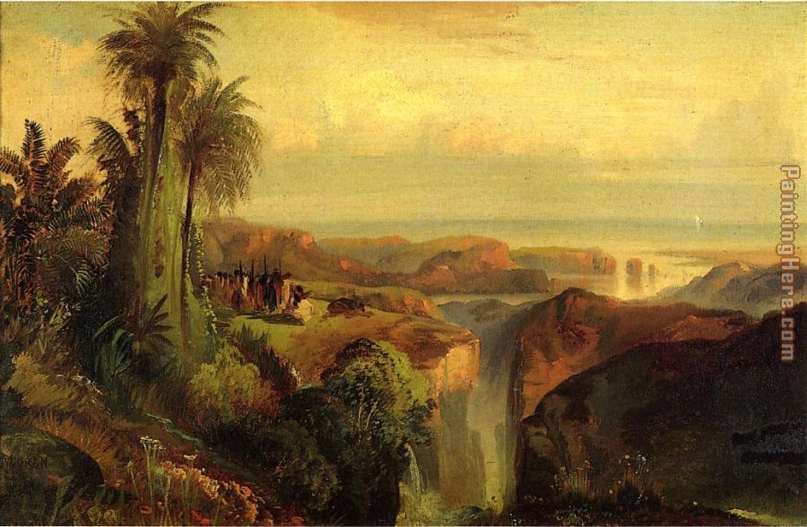 Thomas Moran Indians on a Cliff